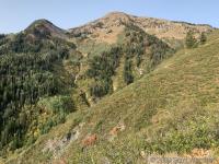 View of Box Elder Peak (right) from about the 2 mile mark.