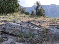 a cairn at the top of the ridge